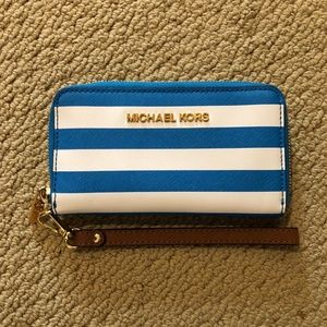 Michael Kors Zippered Leather Wristlet Wallet